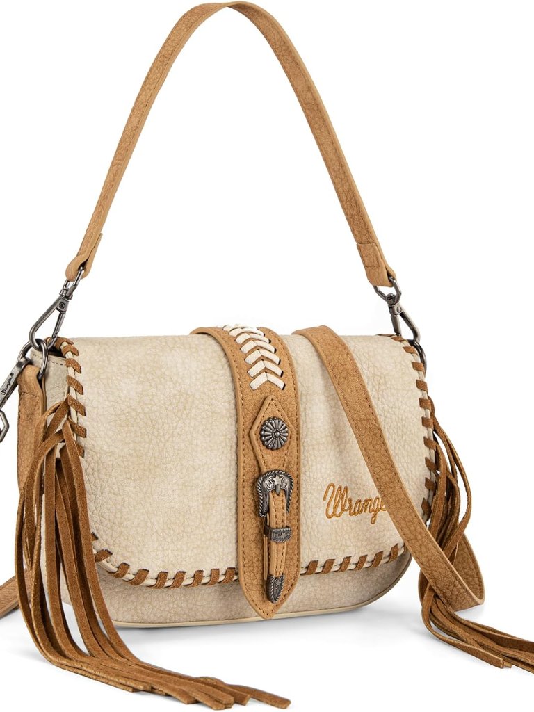 Wrangler Western Shoulder Bag For Women, Flap Crossbody Purse With Whipstitch De